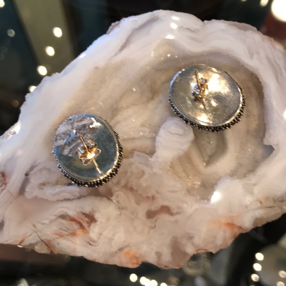 Turquoise and Sterling Silver Stud Earrings - Picture 2 of 3